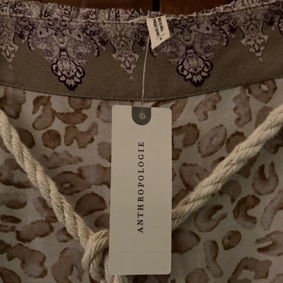 Anthropologie Ollari cream/mauve flowy pants - Bohemian pattern - Large - NWT - Picture 4 of 11